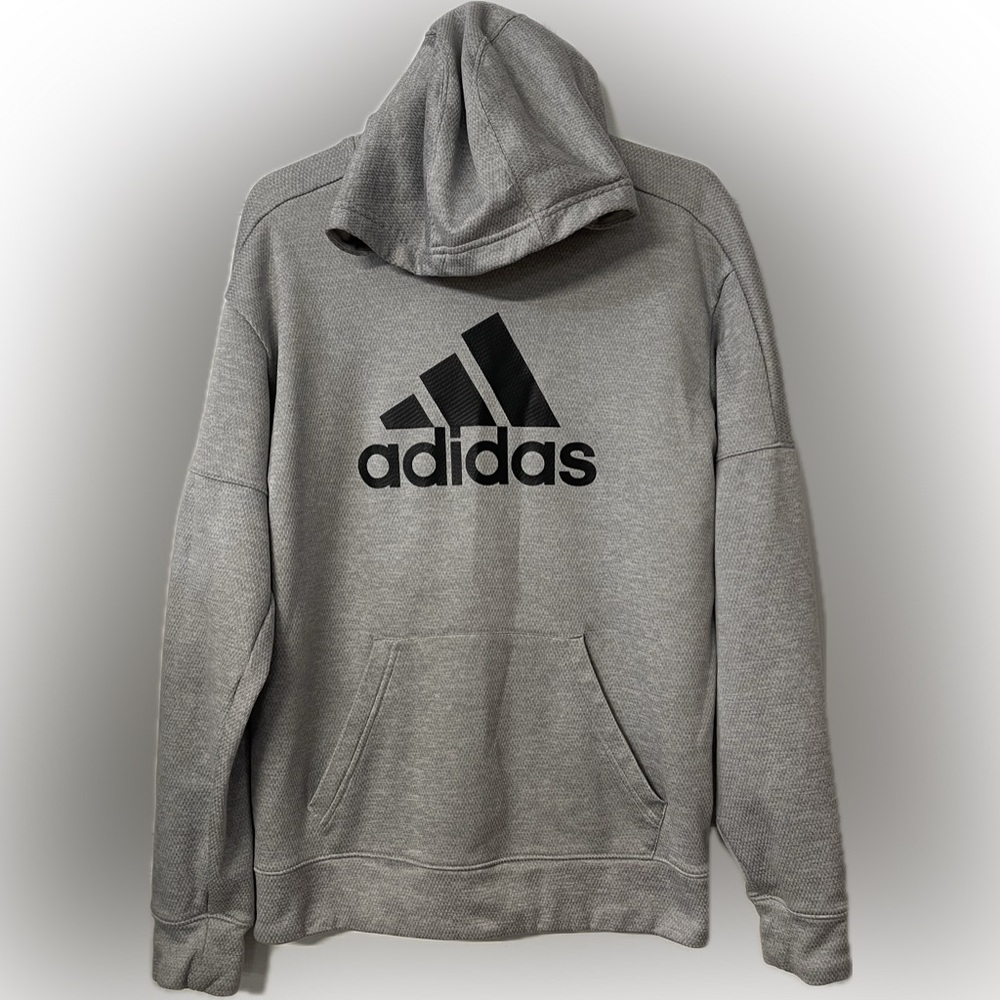 Adidas Gray Pullover Hoodie Men’s Small *no drawstring